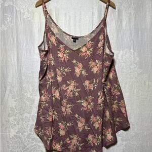 Torrid Babydoll Tank 4 4X NEW Mauve Pink Floral Roses
